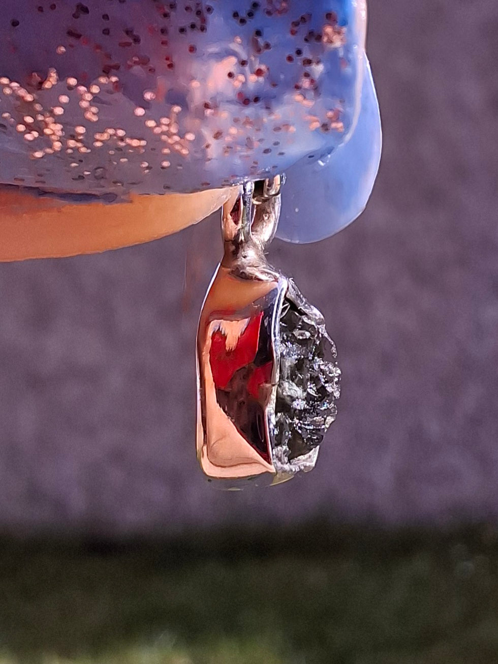 Moldavite Pendant, 925 Silver, Tektite (Ref: P53)