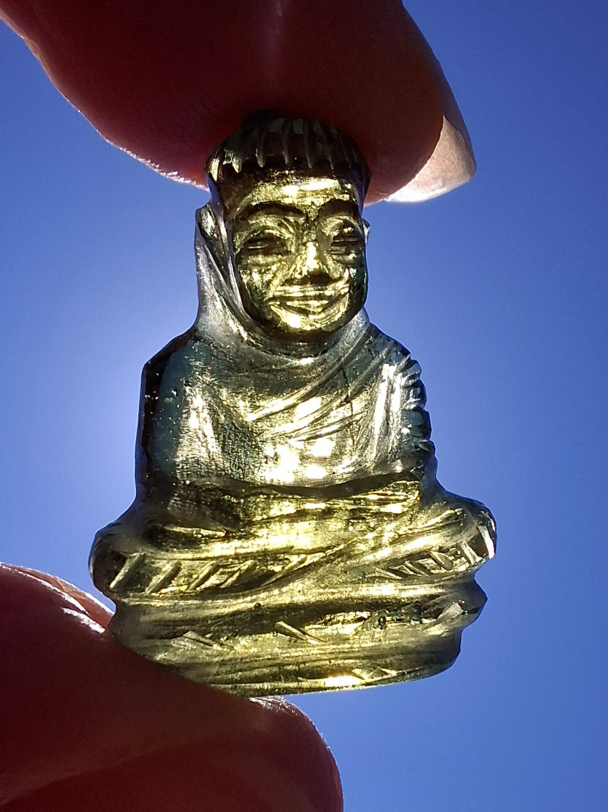 Moldavite BUDDHA Carving, 2.71g, Tektite (Ref: Buddha4)