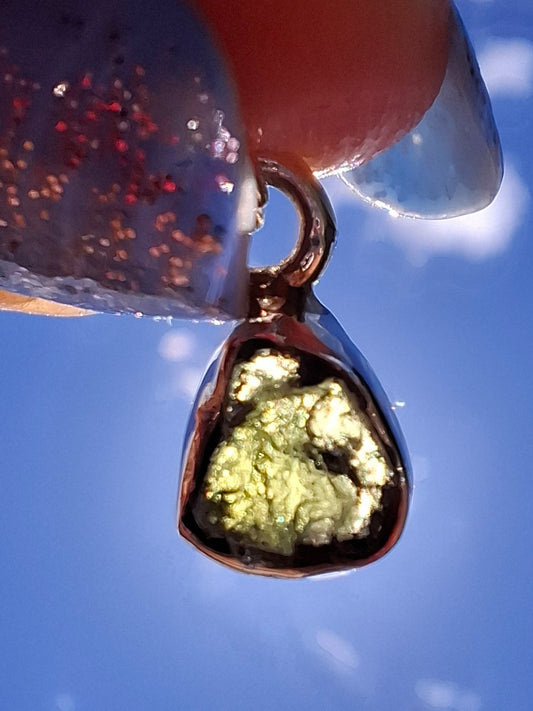 Moldavite Pendant, 925 Silver, Tektite (Ref: P96)