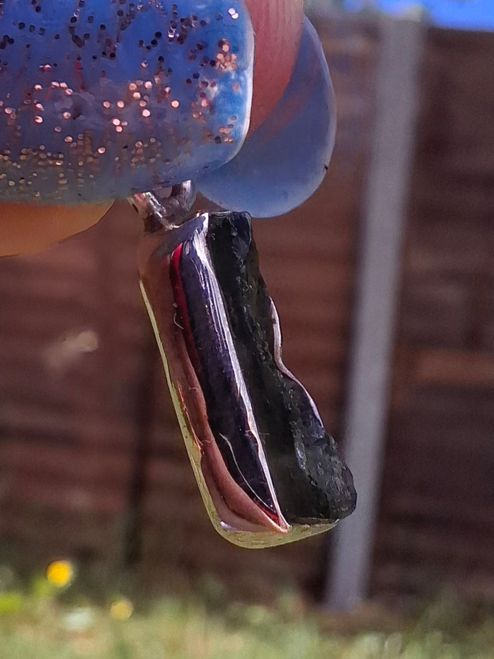 Moldavite Pendant, 925 Silver, Tektite (Ref: P77)