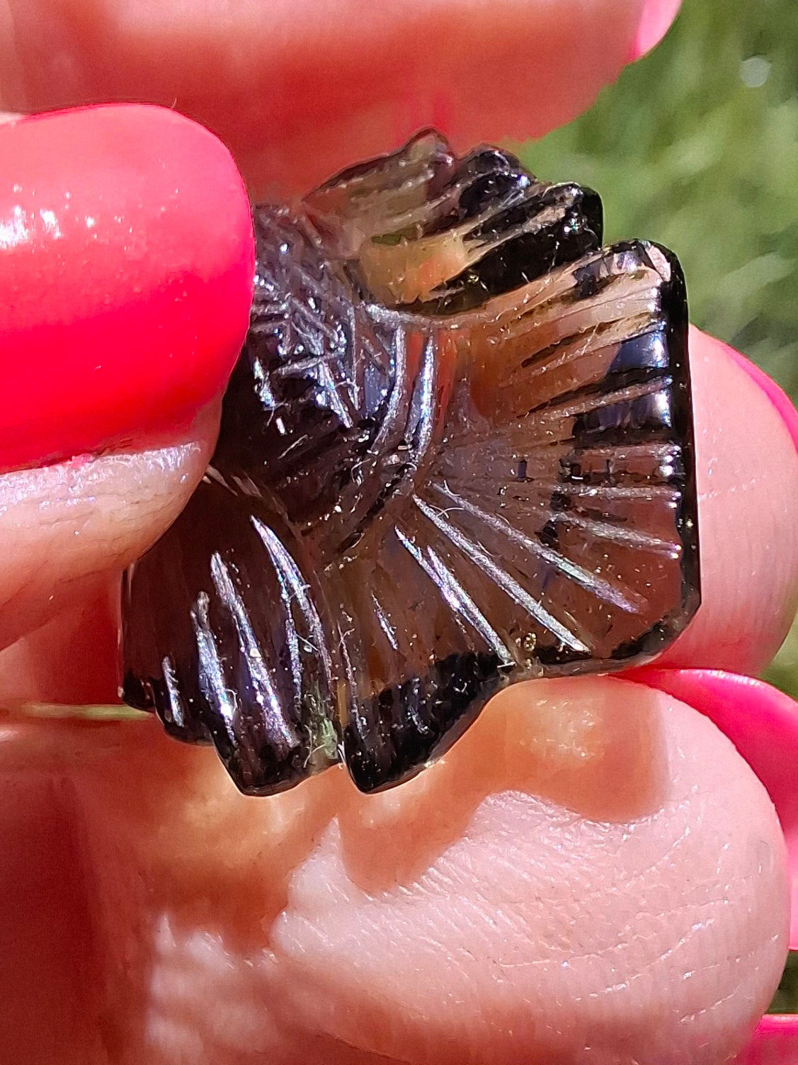Moldavite FISH carving, (flat back), 3.29g, Tektite (Ref: Fish9)