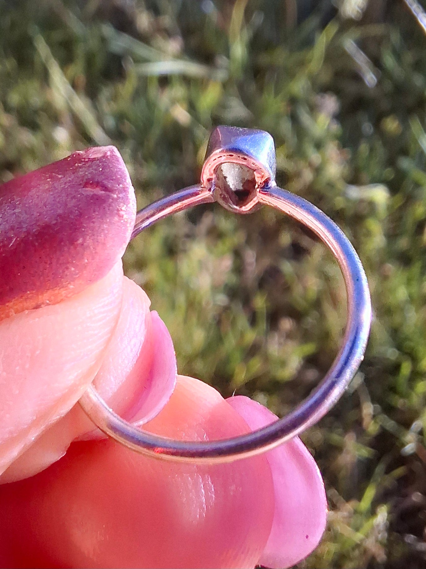 Moldavite Ring, size small L, 925 Silver, Tektite (Ref: R62)