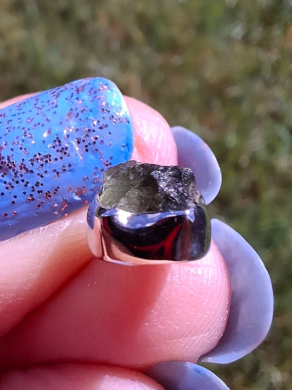 Moldavite Pendant, 925 Silver, Tektite (Ref: P86)
