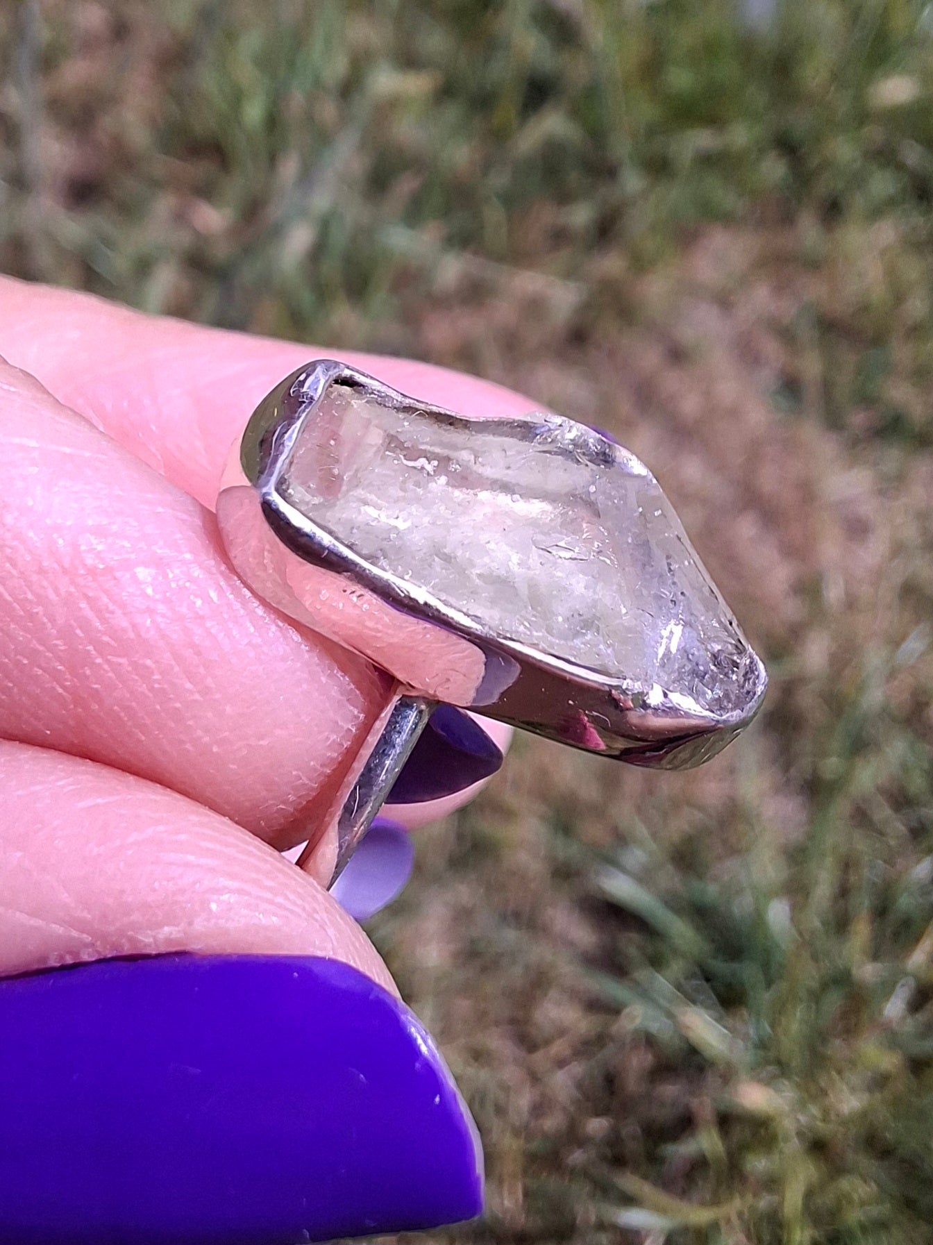 Libyan Desert Glass Ring, size large P, 925 Silver, Tektite (Ref: LR33)