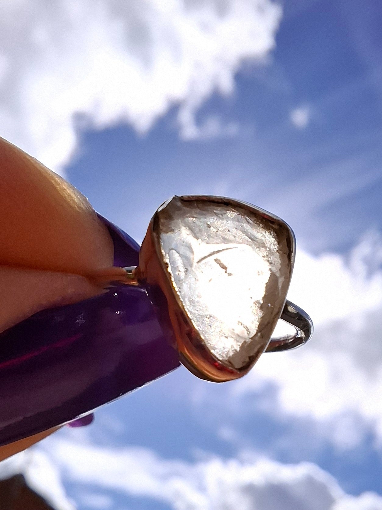 Libyan Desert Glass Ring, size large G, 925 Silver, Tektite (Ref: LR3)