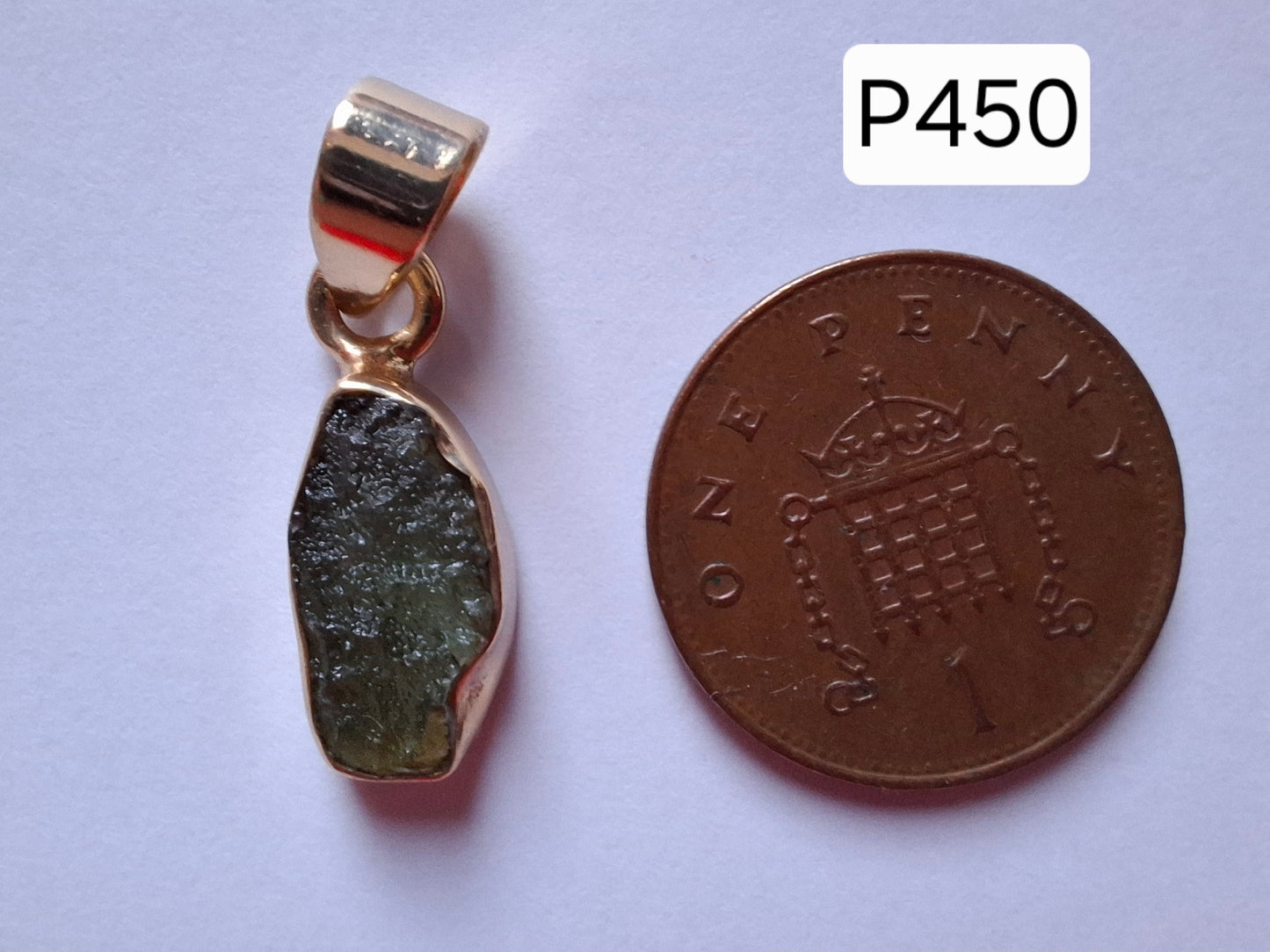 Moldavite Pendant, 14K GOLD Plated, Tektite (Ref: P450)