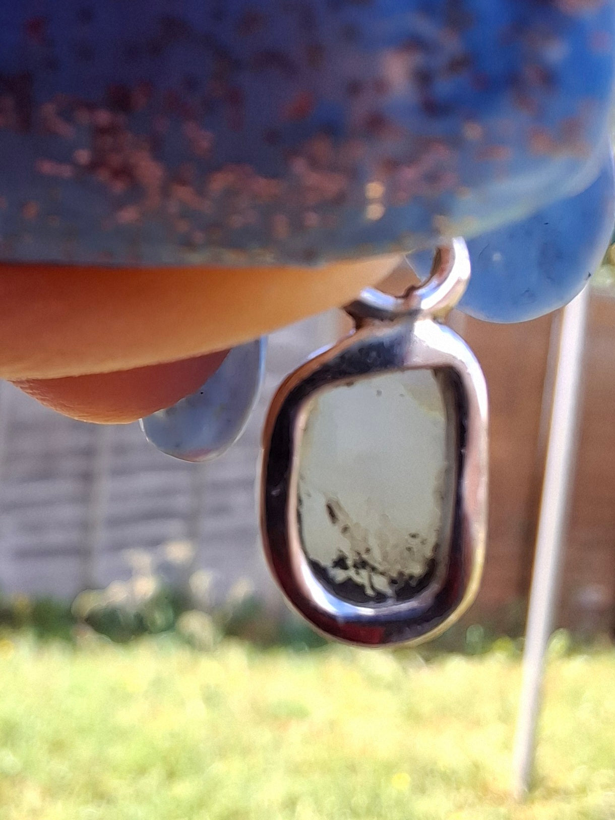 Moldavite Pendant, 925 Silver, Tektite (Ref: P80)