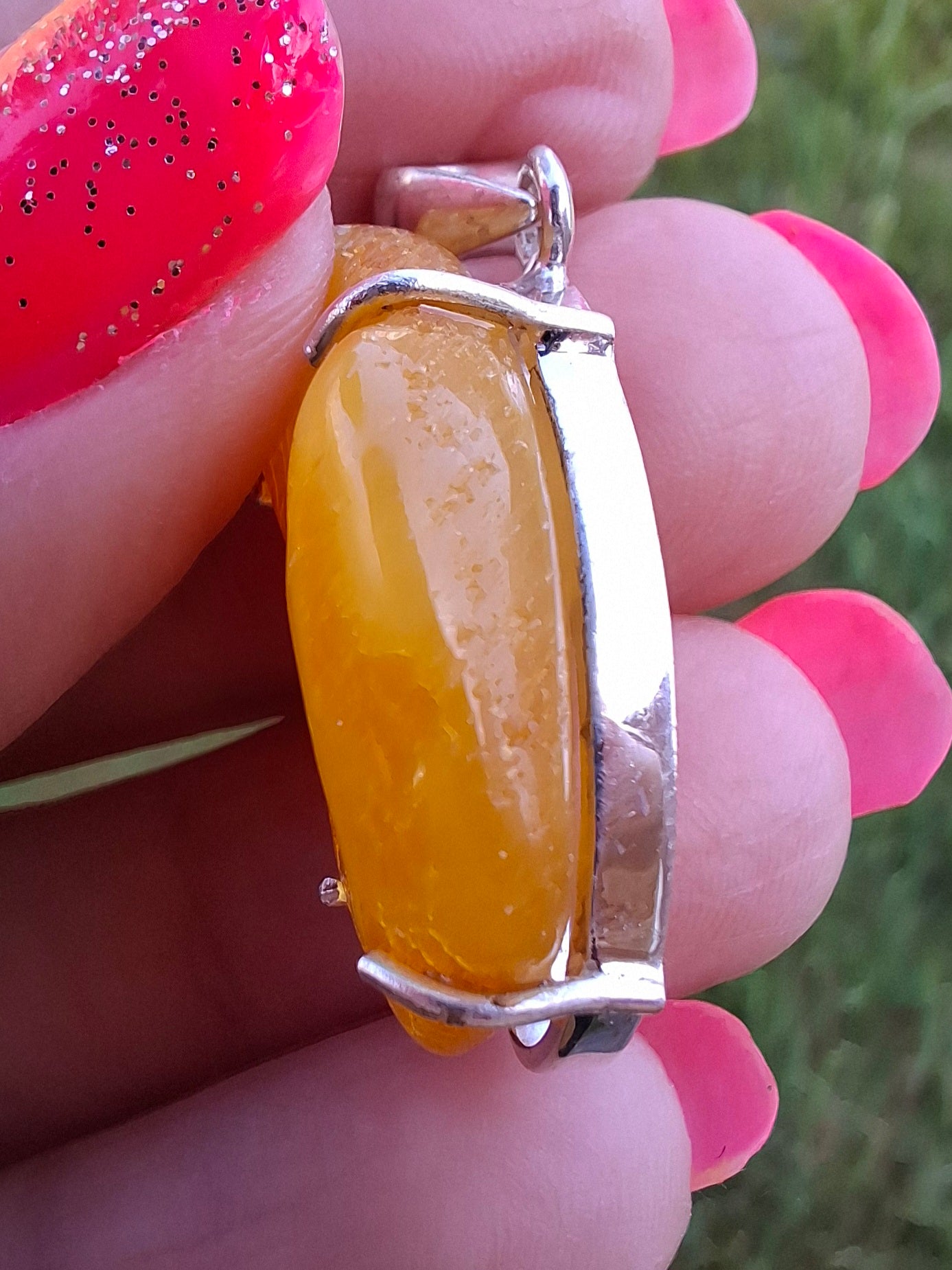 Baltic Amber Pendant, 925 Silver, Fossil (Ref: AP7)