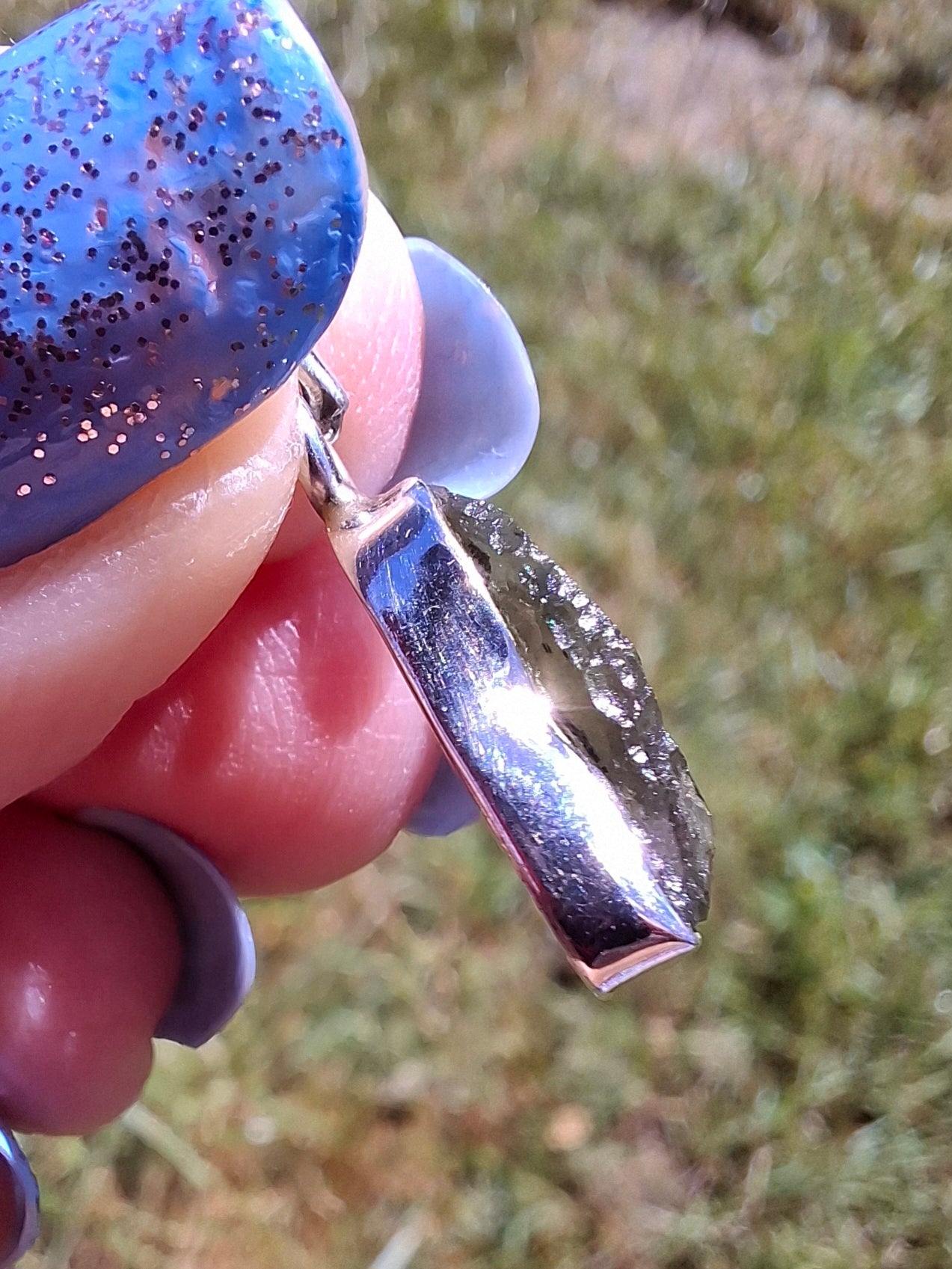 Moldavite Pendant, 925 Silver, Tektite (Ref: P82)