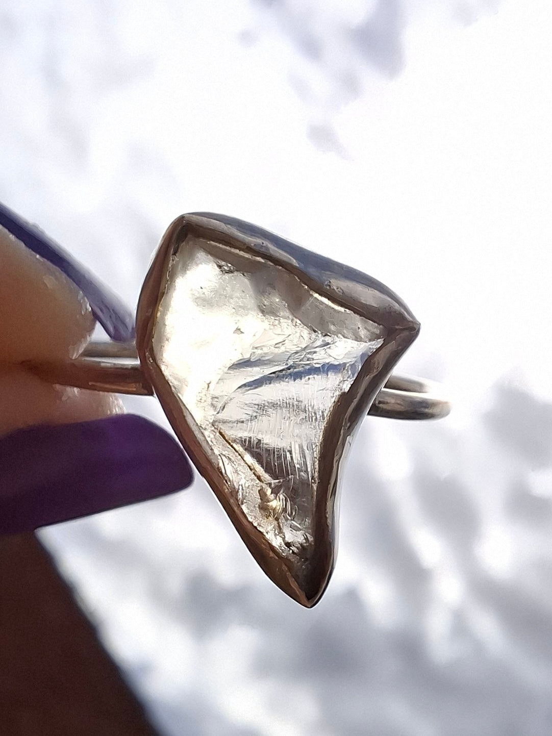 Libyan Desert Glass Ring, size large W, 925 Silver, Tektite (Ref: LR62)