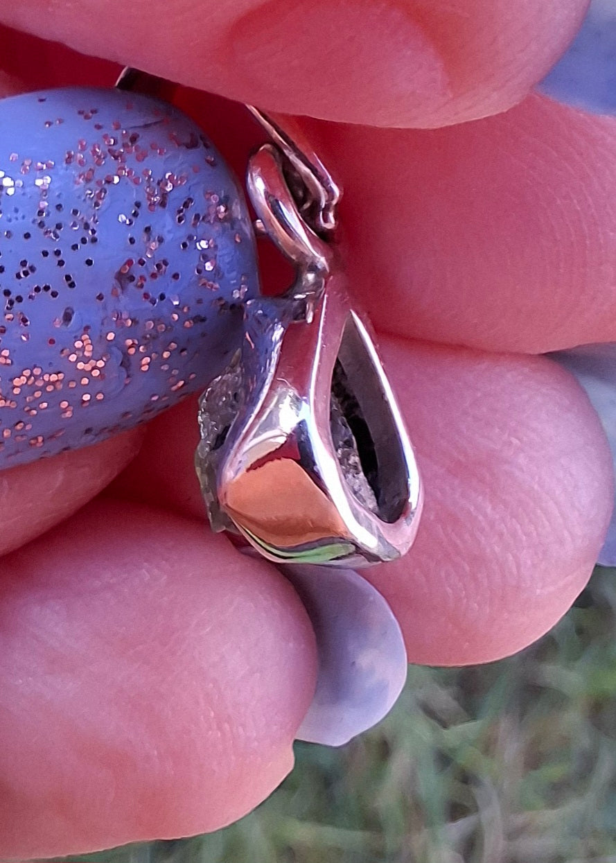 Moldavite Pendant, 925 Silver, Tektite (Ref: P85)