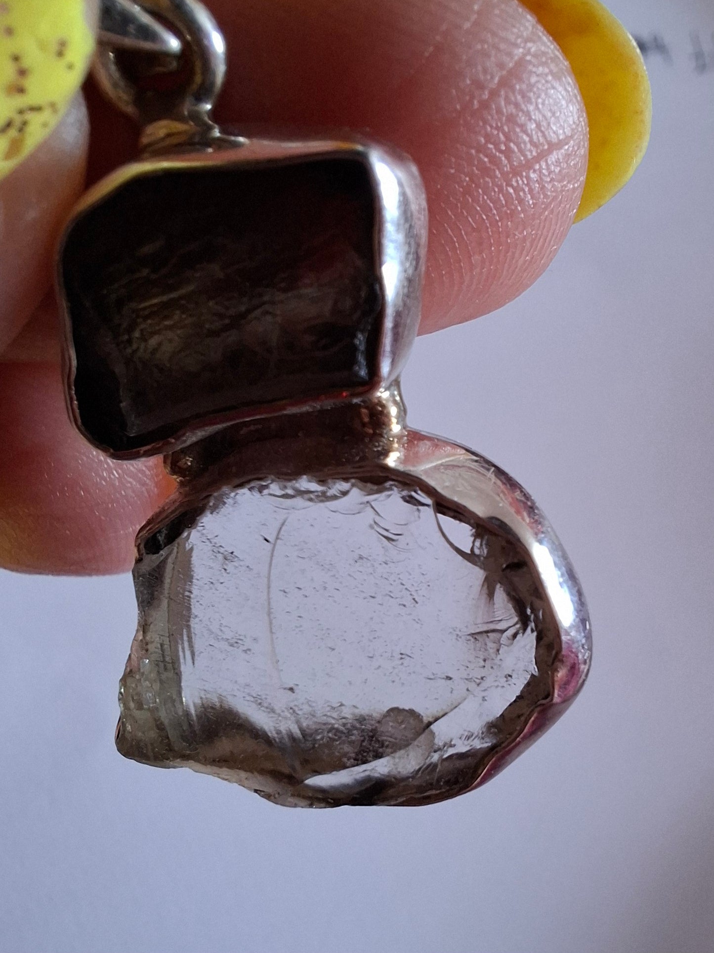Moldavite & Libyan Desert Glass Pendant, 925 Silver, Tektite (Ref: MLP19)