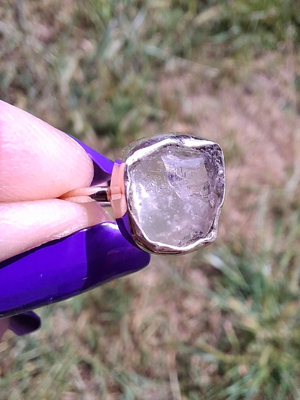 Libyan Desert Glass Ring, size large G/small H, 925 Silver, Tektite (Ref: LR5)