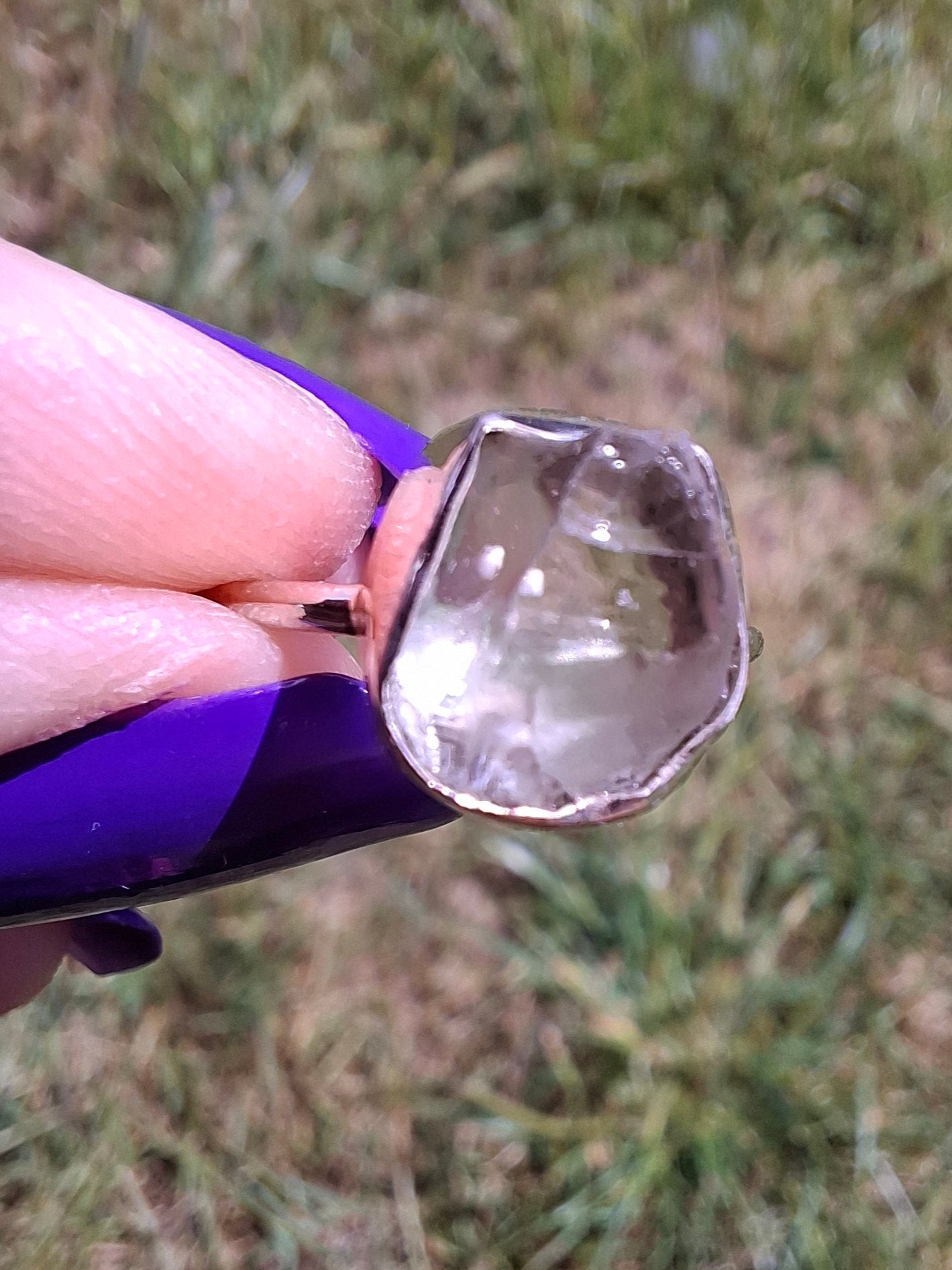 Libyan Desert Glass Ring, size large J, 925 Silver, Tektite (Ref: LR9)