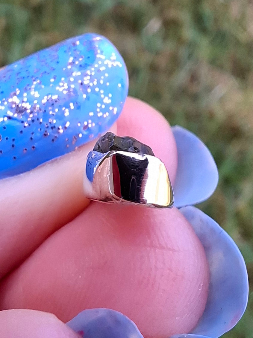 Moldavite Pendant, 925 Silver, Tektite (Ref: P48)