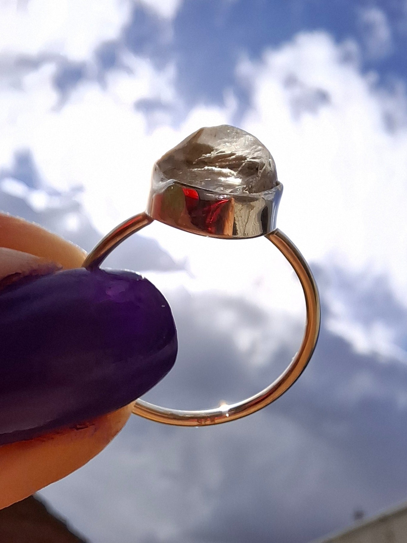 Libyan Desert Glass Ring, size large R/small S, 925 Silver, Tektite (Ref: LR42)