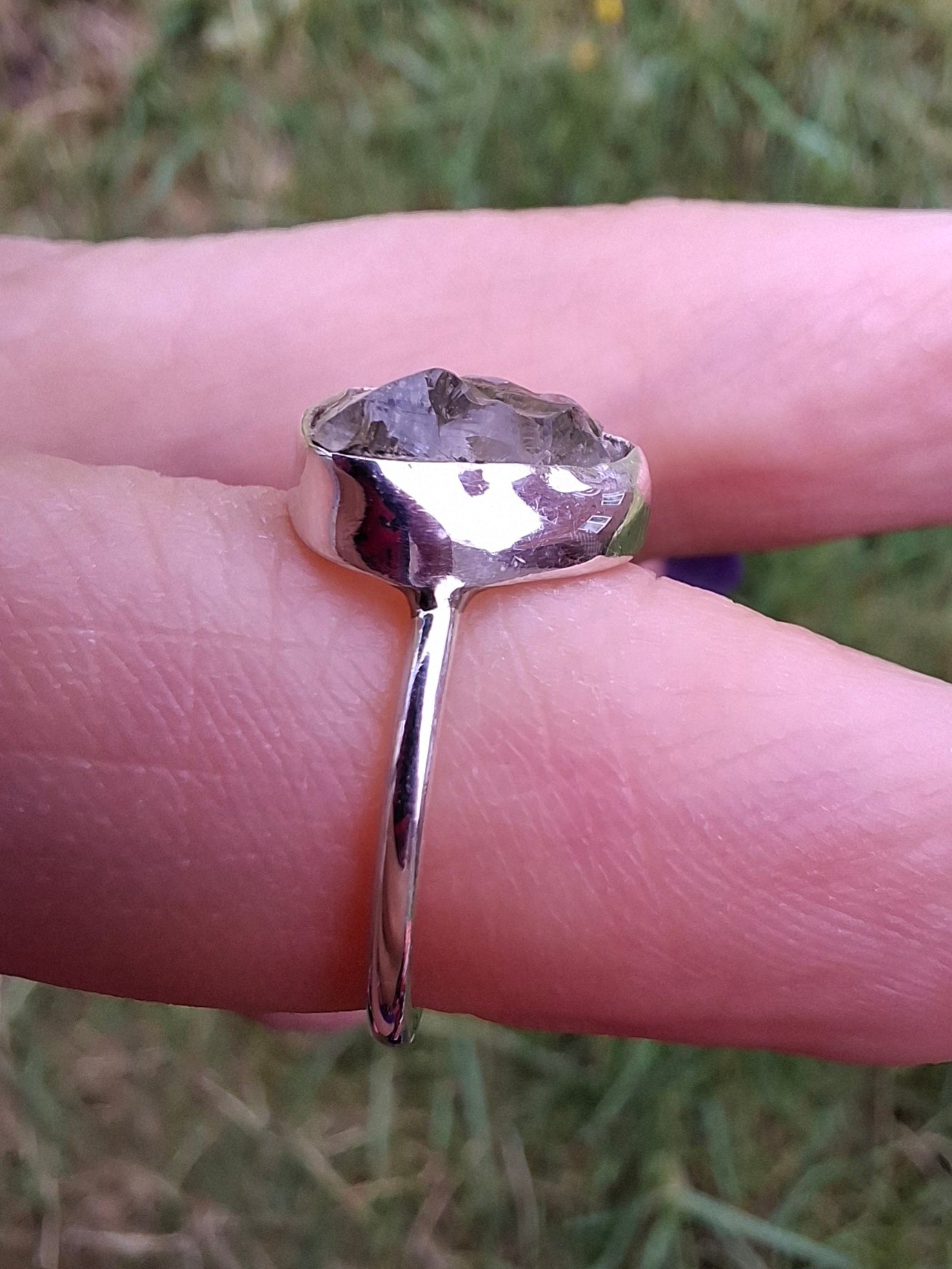 Libyan Desert Glass Ring, size large G, 925 Silver, Tektite (Ref: LR3)