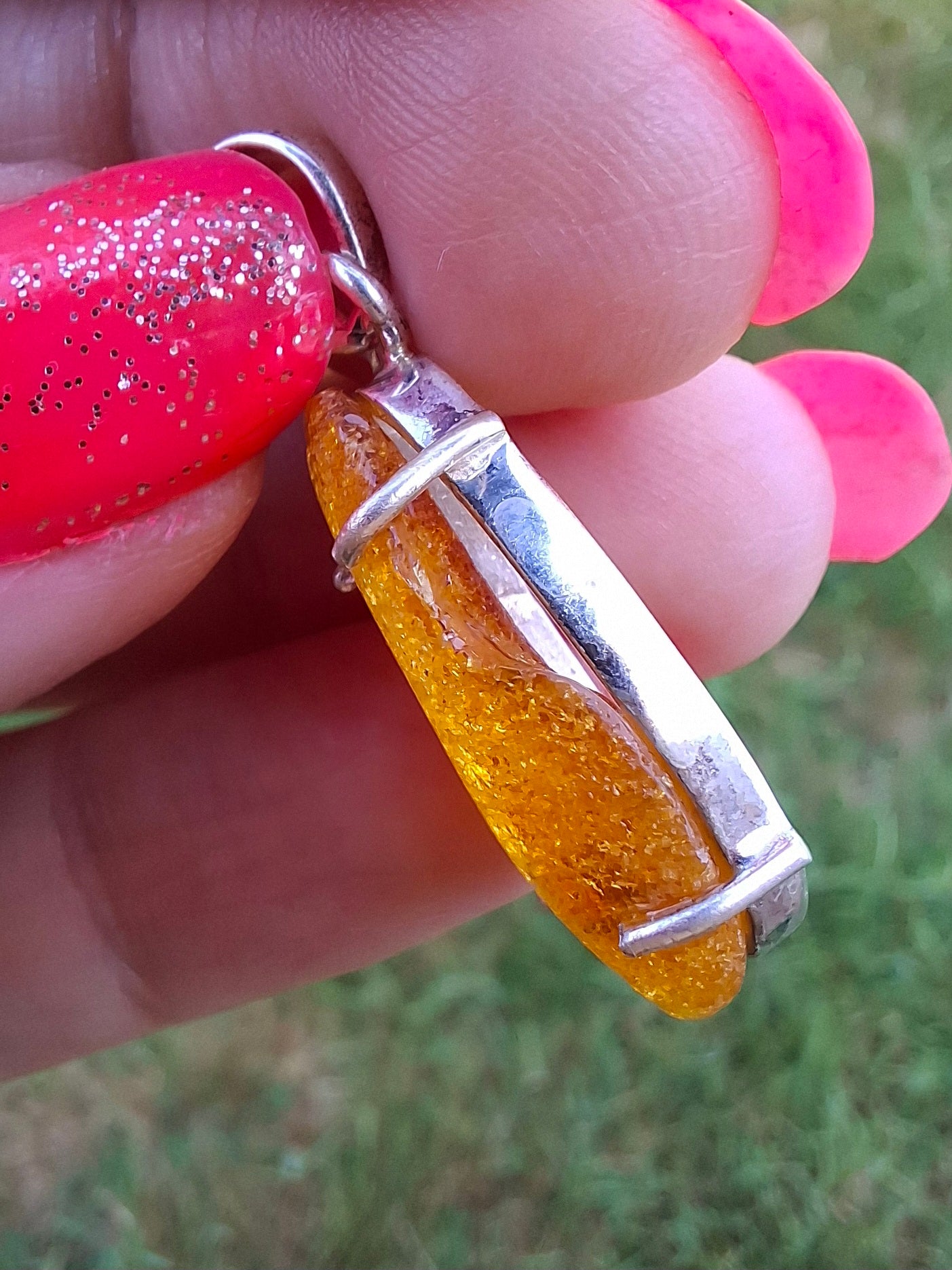 Baltic Amber Pendant, 925 Silver, Fossil (Ref: AP12)