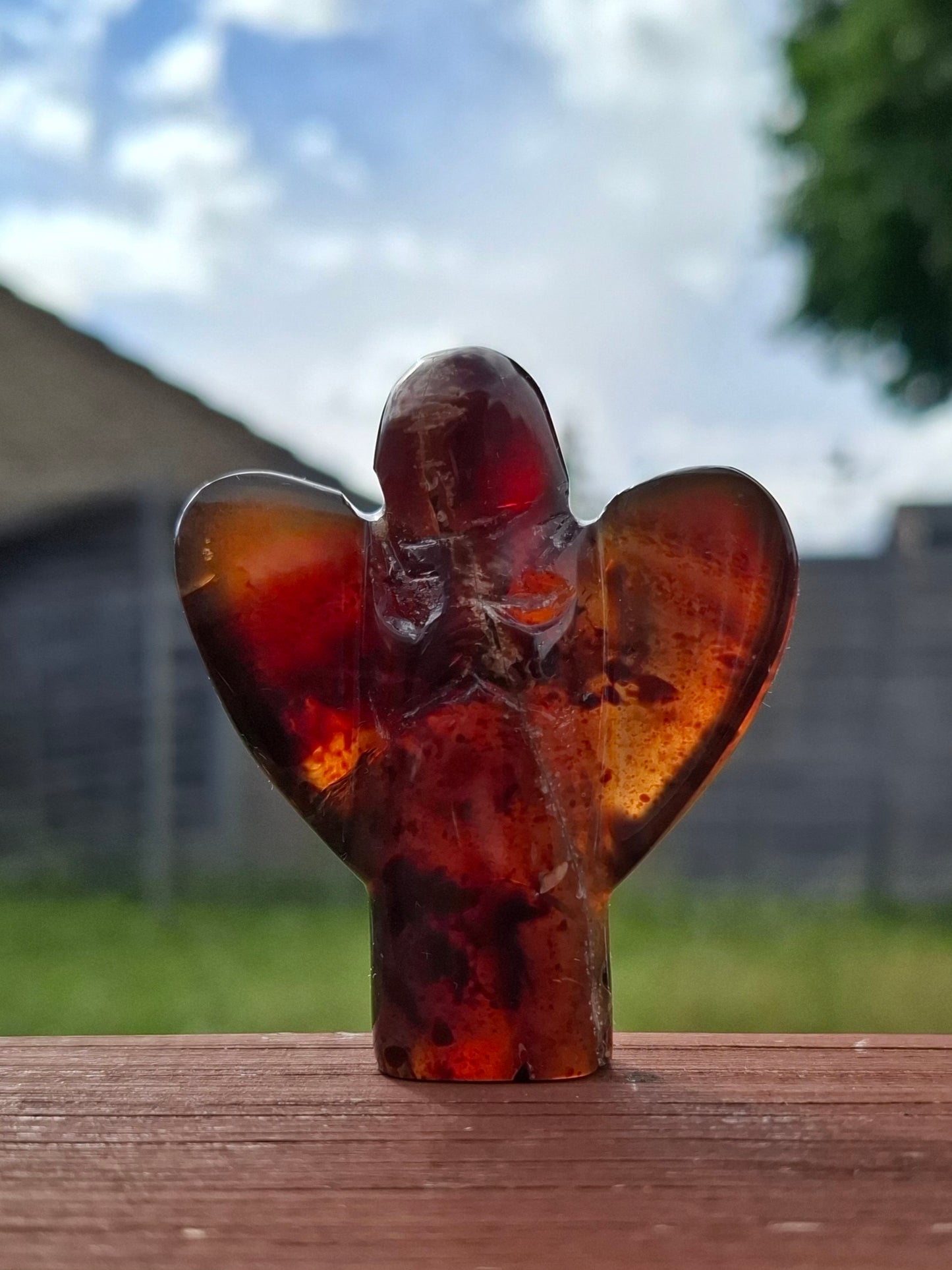 Red Amber Angel, 22.65, Carving, Fossil (Ref: AA3)