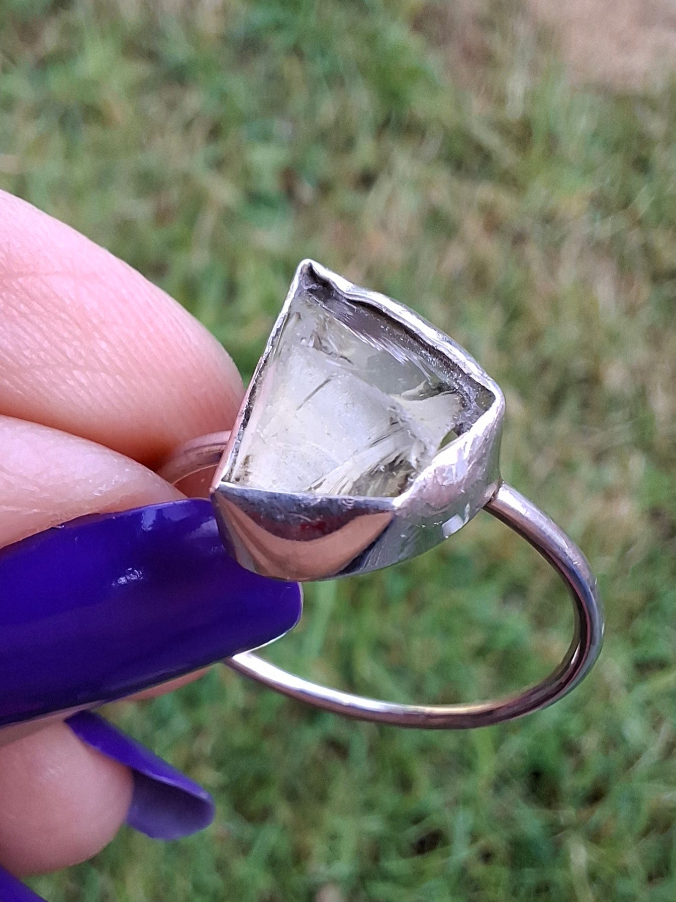 Libyan Desert Glass Ring, size W, 925 Silver, Tektite (Ref: LR61)