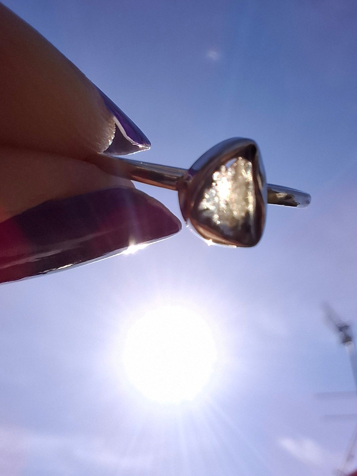 Moldavite's Ring, size large L/small M, 925 Silver, Tektite (Ref: R36)