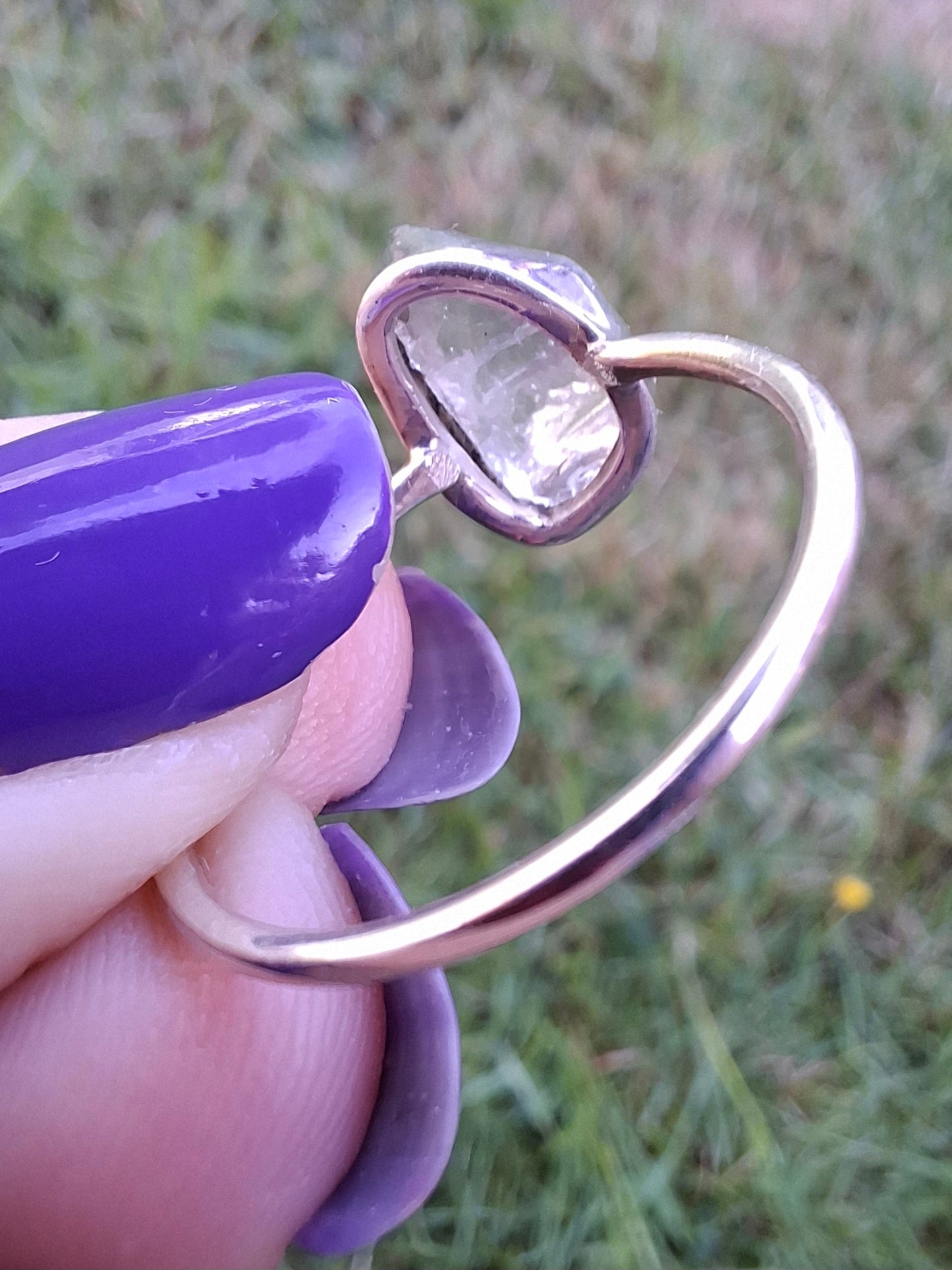 Libyan Desert Glass Ring, size large T/small U, 925 Silver, Tektite (Ref: LR51)