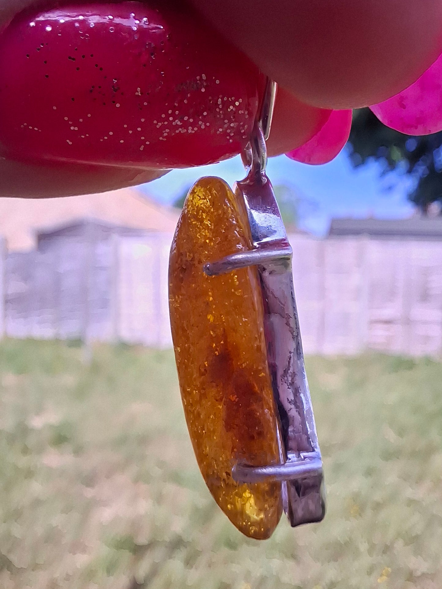 Baltic Amber Pendant, 925 Silver, Fossil (Ref: AP3)