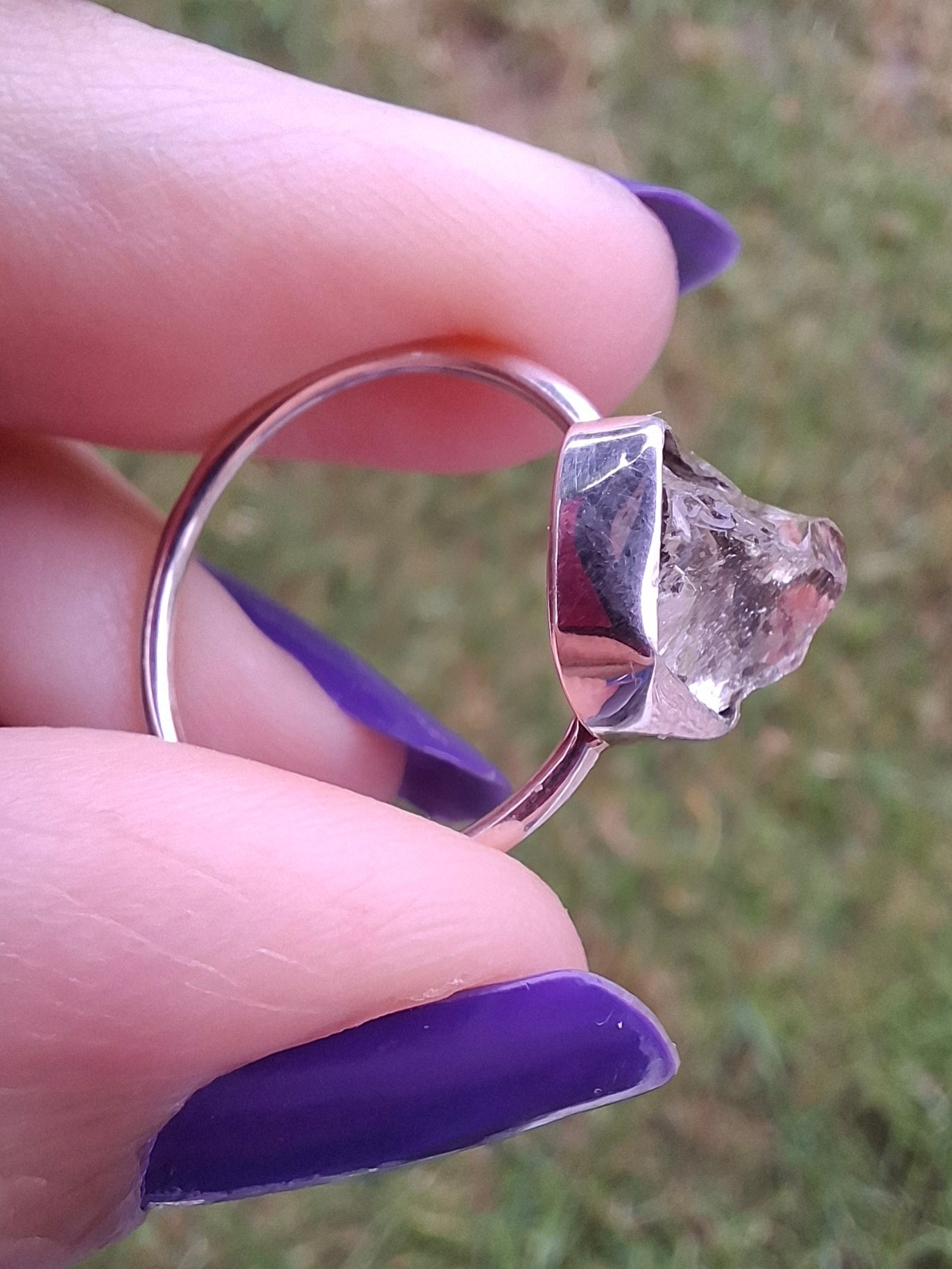 Libyan Desert Glass Ring, size large O, 925 Silver, Tektite (Ref: LR22)