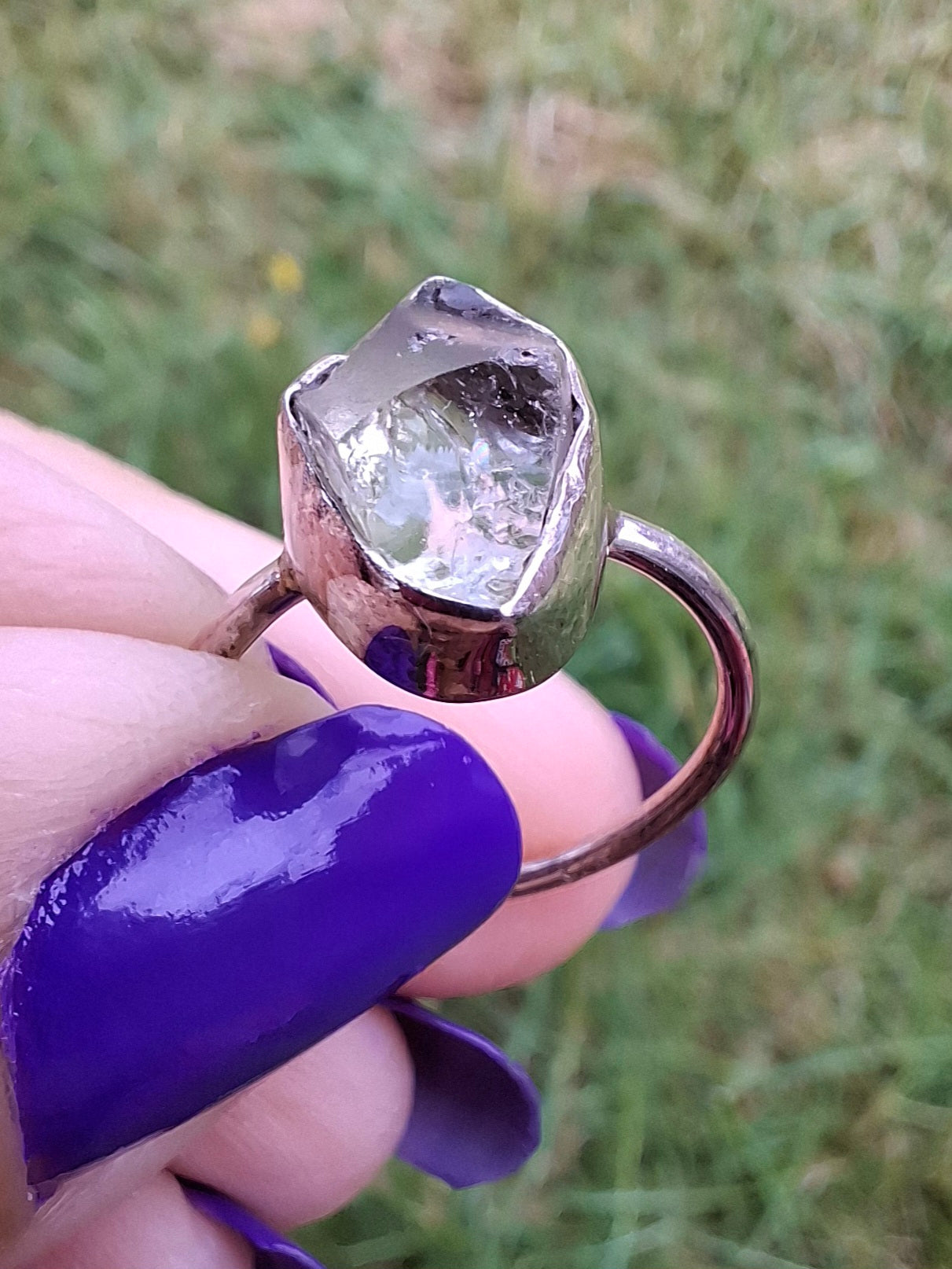 Libyan Desert Glass Ring, size J, 925 Silver, Tektite (Ref: LR6)