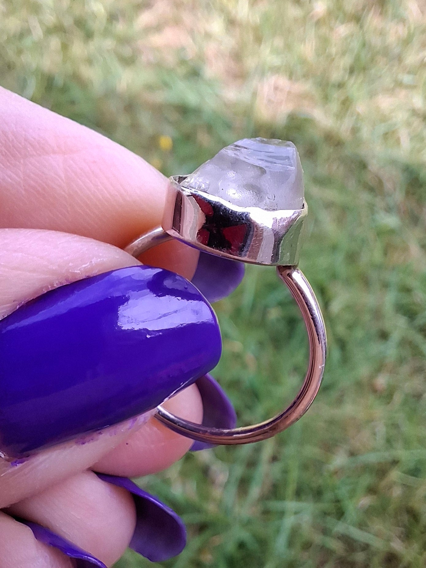 Libyan Desert Glass Ring, size large J, 925 Silver, Tektite (Ref: LR9)