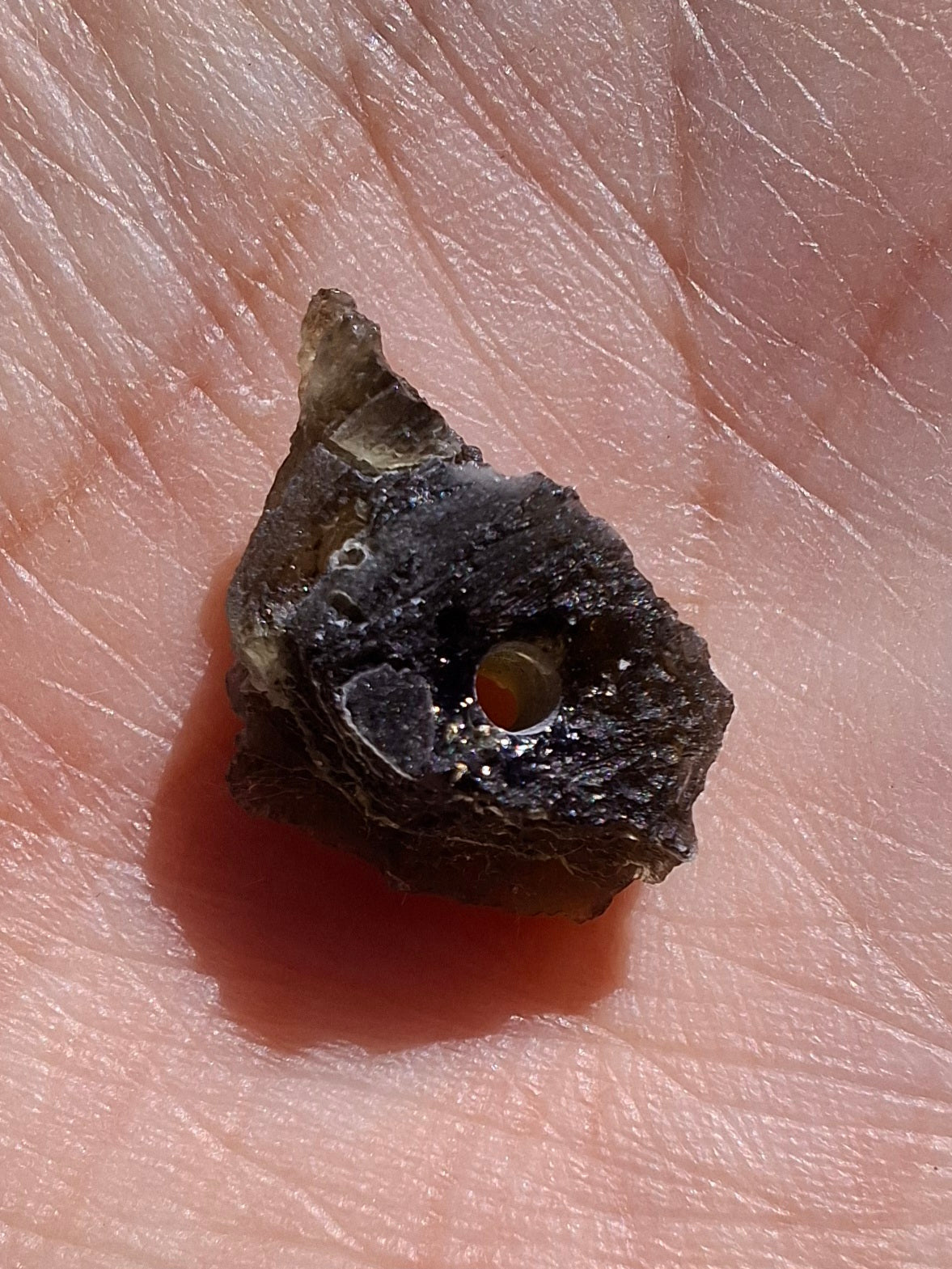 DRILLED Moldavite Piece, 0.92g, Tektite (Ref: D8)