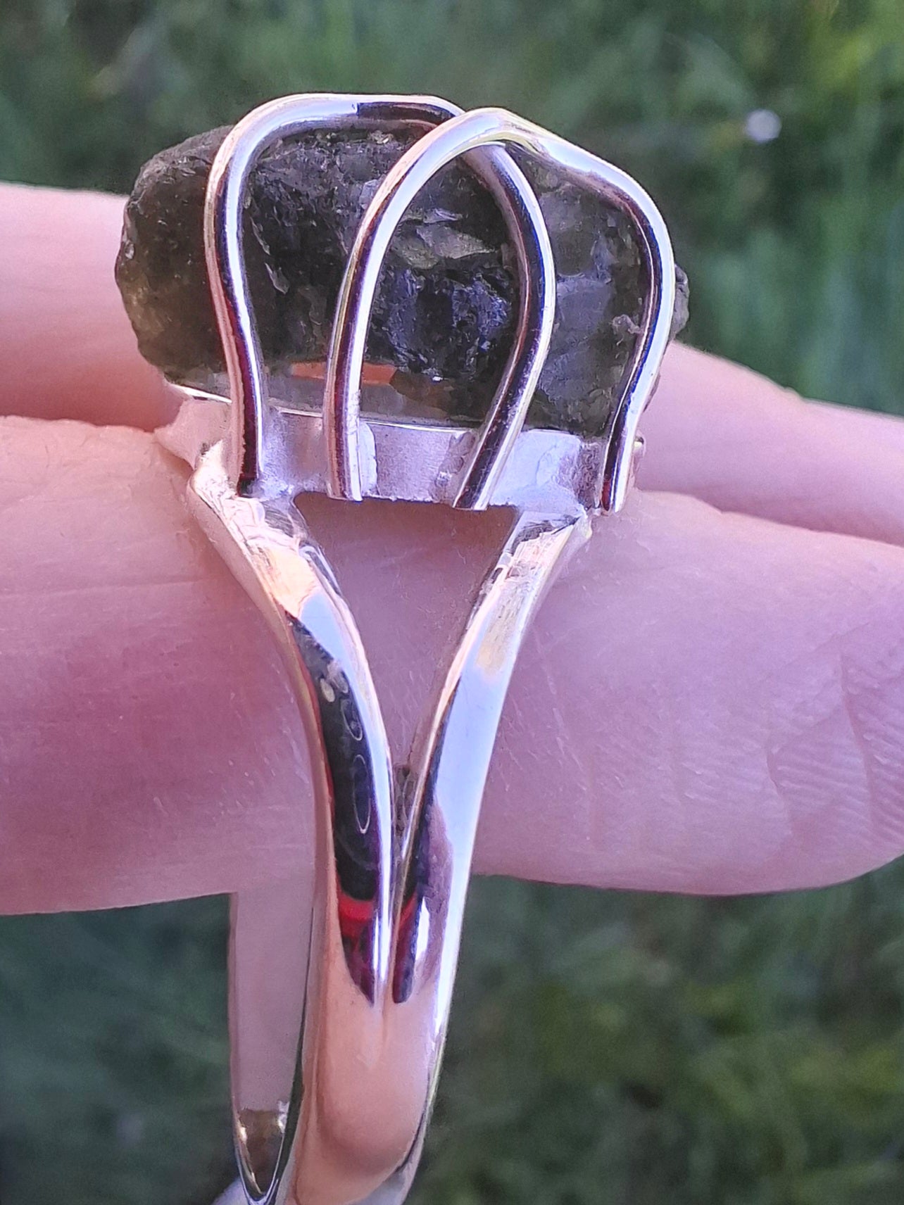 Moldavite Ring, size Y, 925 Silver, Tektite (Ref: R17)