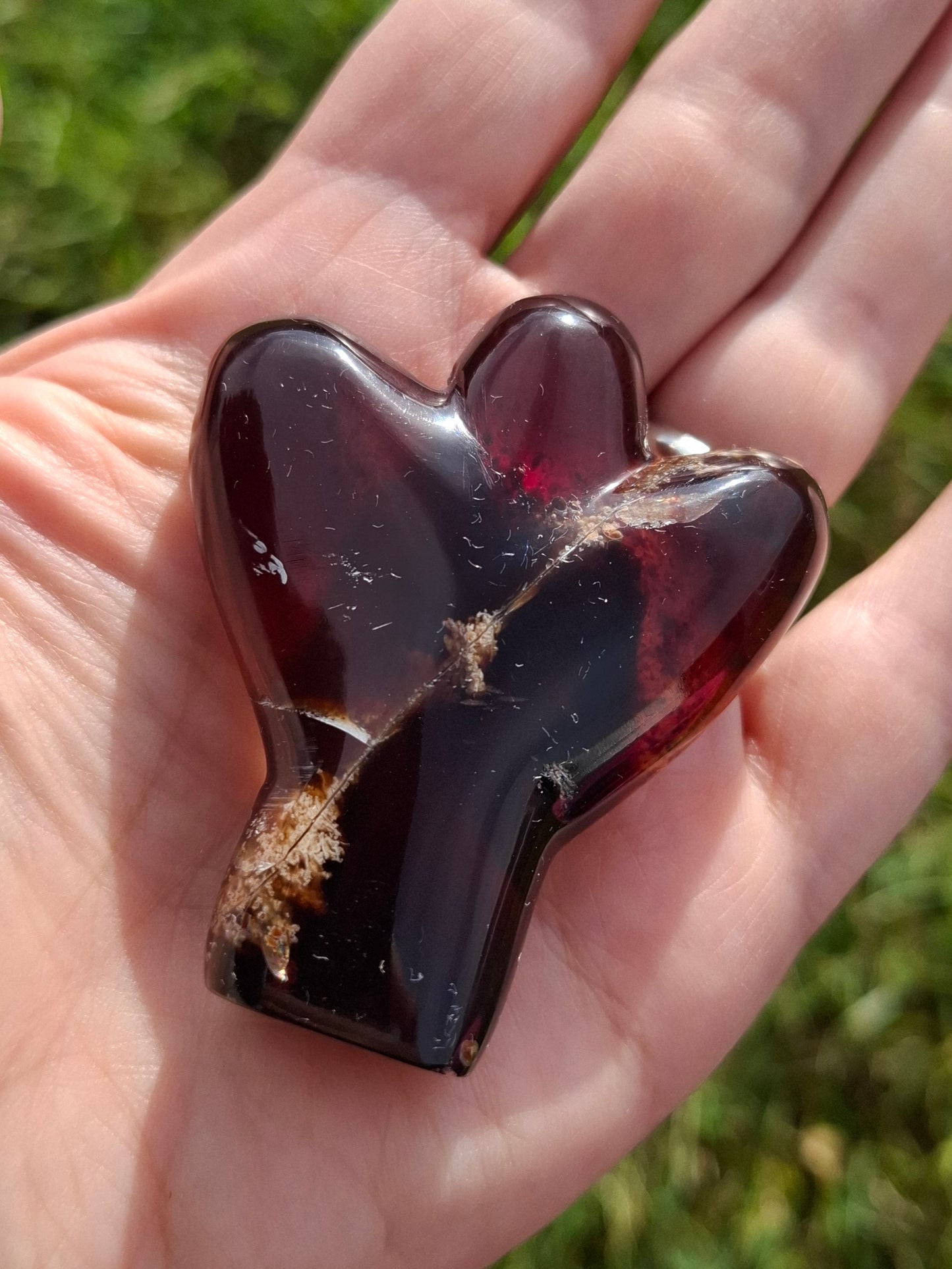 Red Amber Angel, 26.36g, carving, Fossil (Ref: AA1)