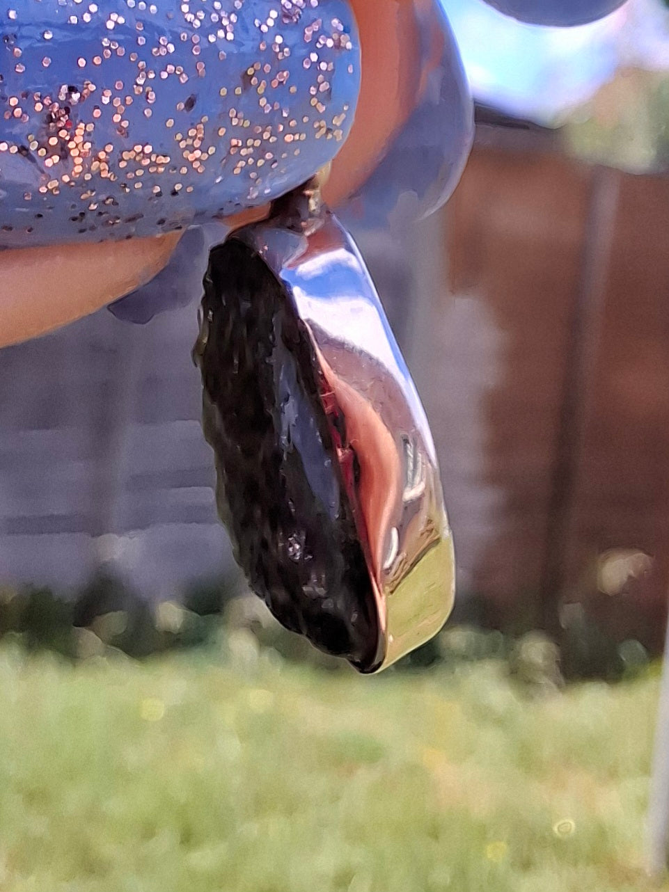Moldavite Pendant, 925 Silver, Tektite (Ref: P79)