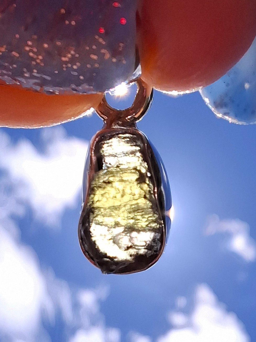 Moldavite Pendant, 925 Silver, Tektite (Ref: P89)
