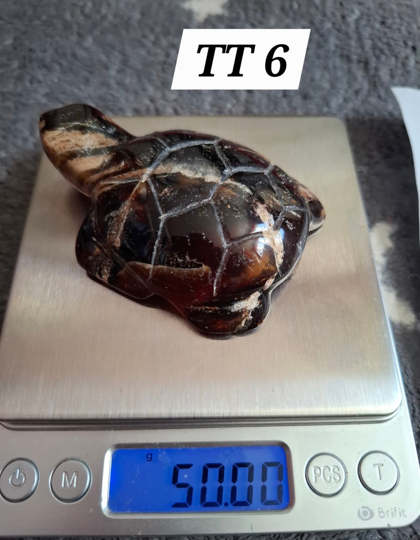 Red Amber Turtle, 50.00g, Carving, Fossil (Ref: TT6)