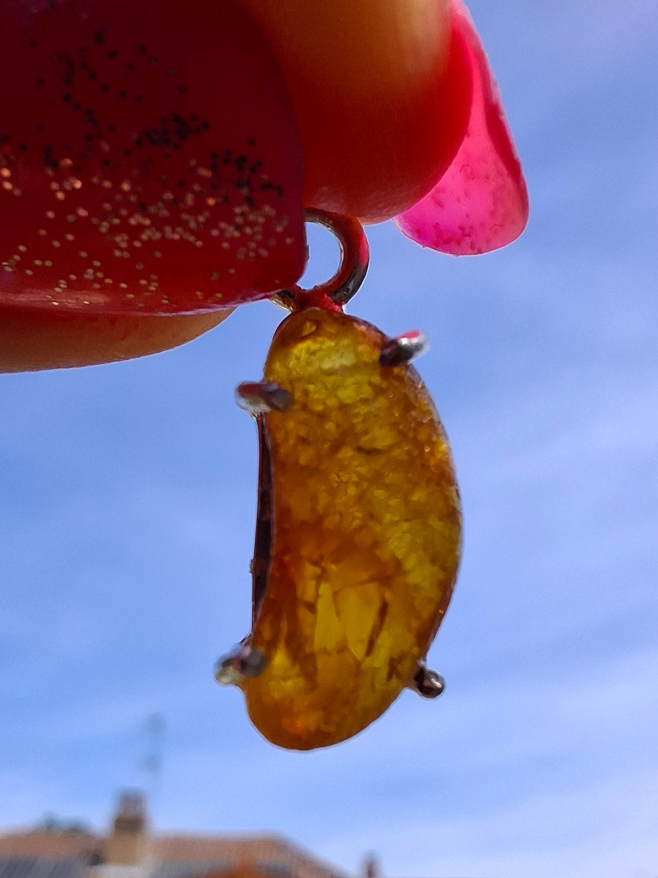 Baltic Amber Pendant, 925 Silver, Fossil (Ref: AP21)