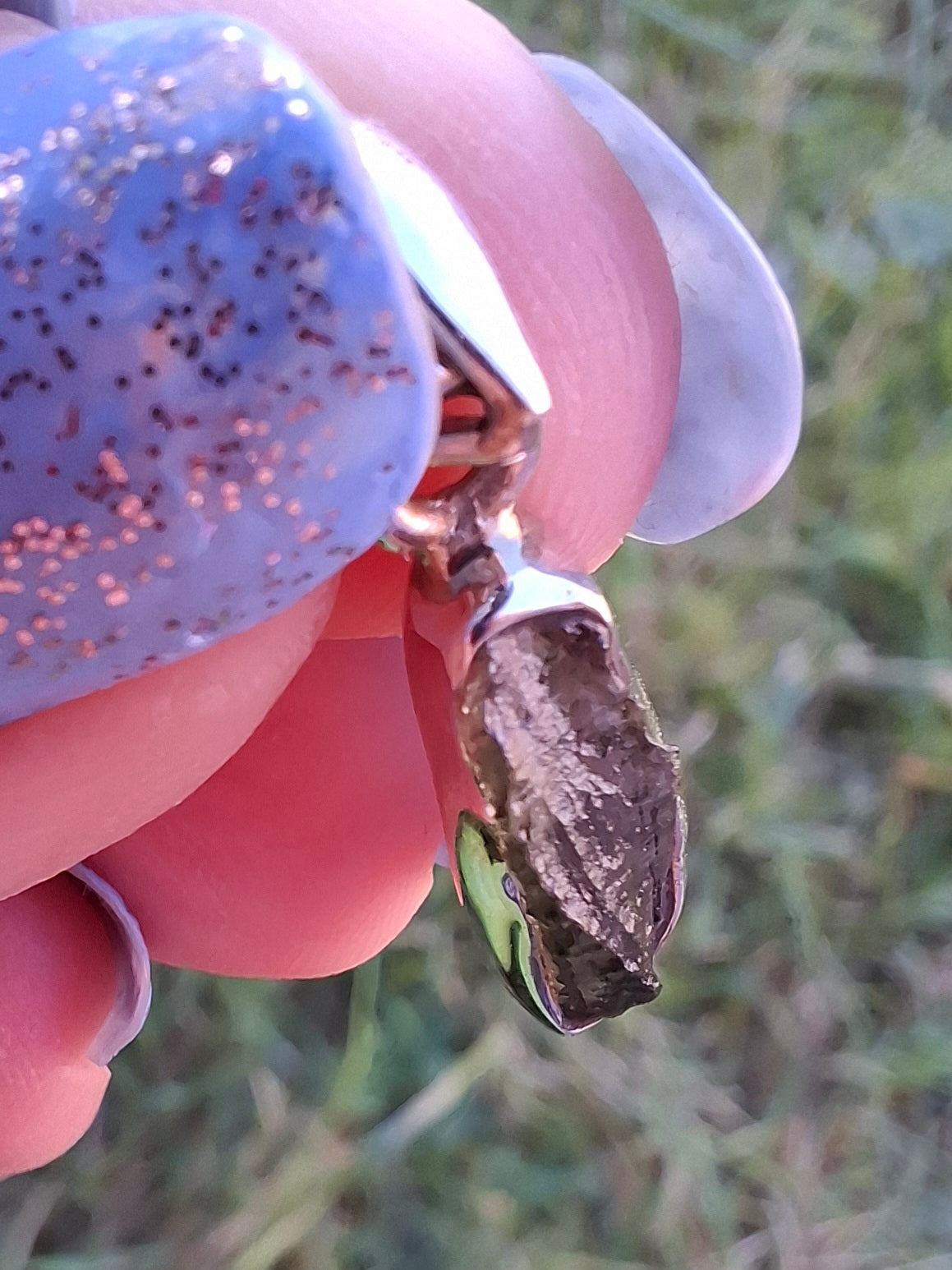Moldavite Pendant, 925 Silver, Tektite (Ref: P82)