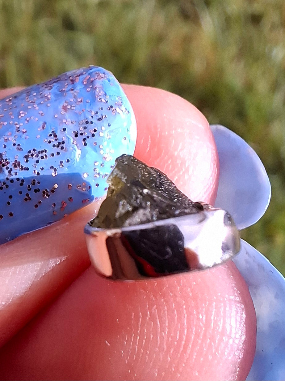 Moldavite Pendant, 925 Silver, Tektite (Ref: P42)