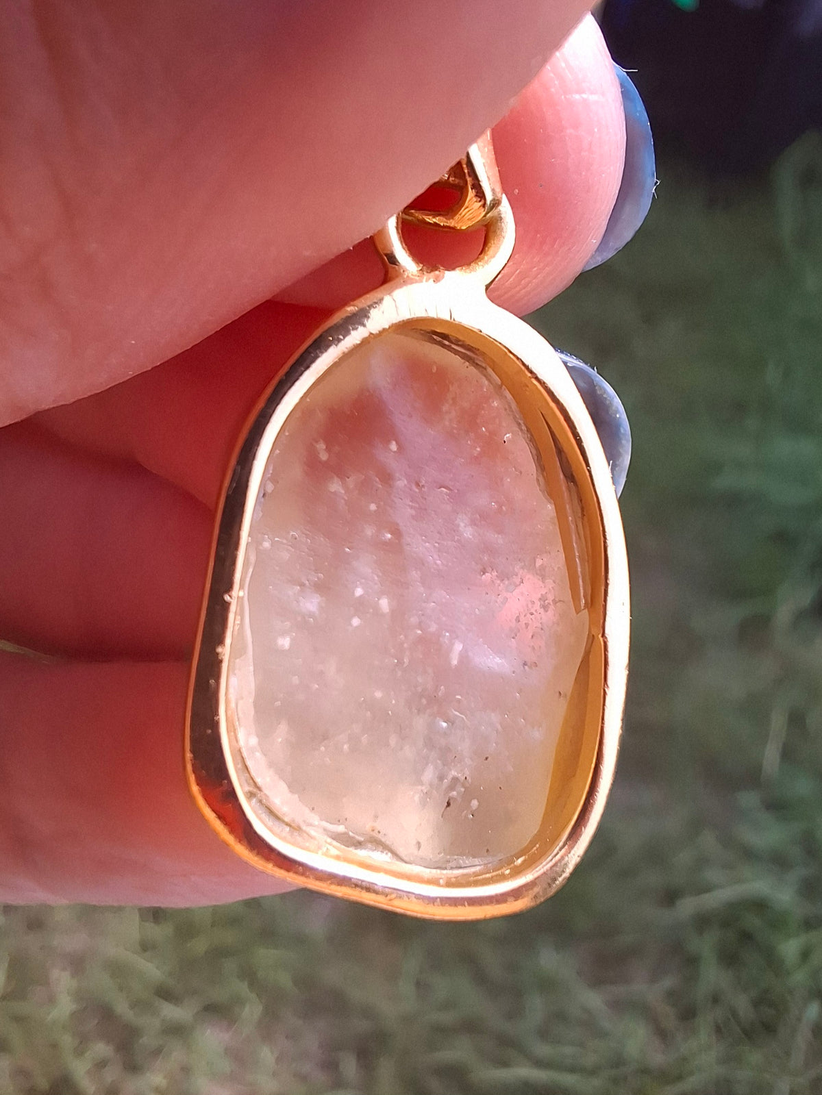 Libyan Desert Glass Pendant, 14K GOLD Plated, Tektite (Ref: LP123)