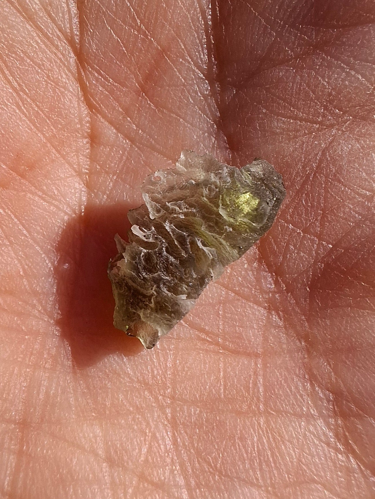 Moldavite Piece, SNOWFLAKE, FROSTED, BRUSNA, 0.44g, Tektite (Ref: 1497)