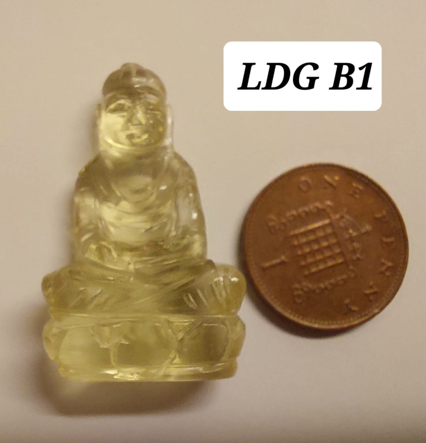 Libyan Desert Glass BUDDHA carving, 7.26g, Tektite (Ref: LDG B1)