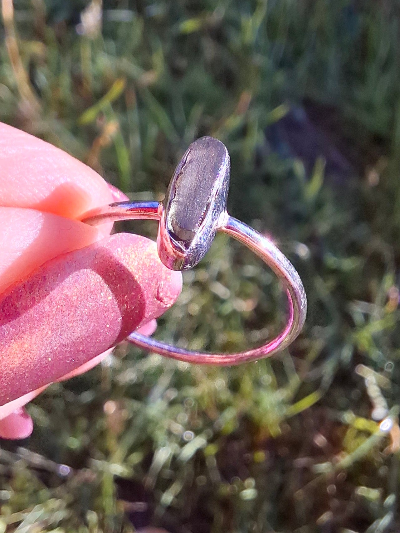 Moldavite Ring, size large Q, 925 Silver, Tektite (Ref: R47)