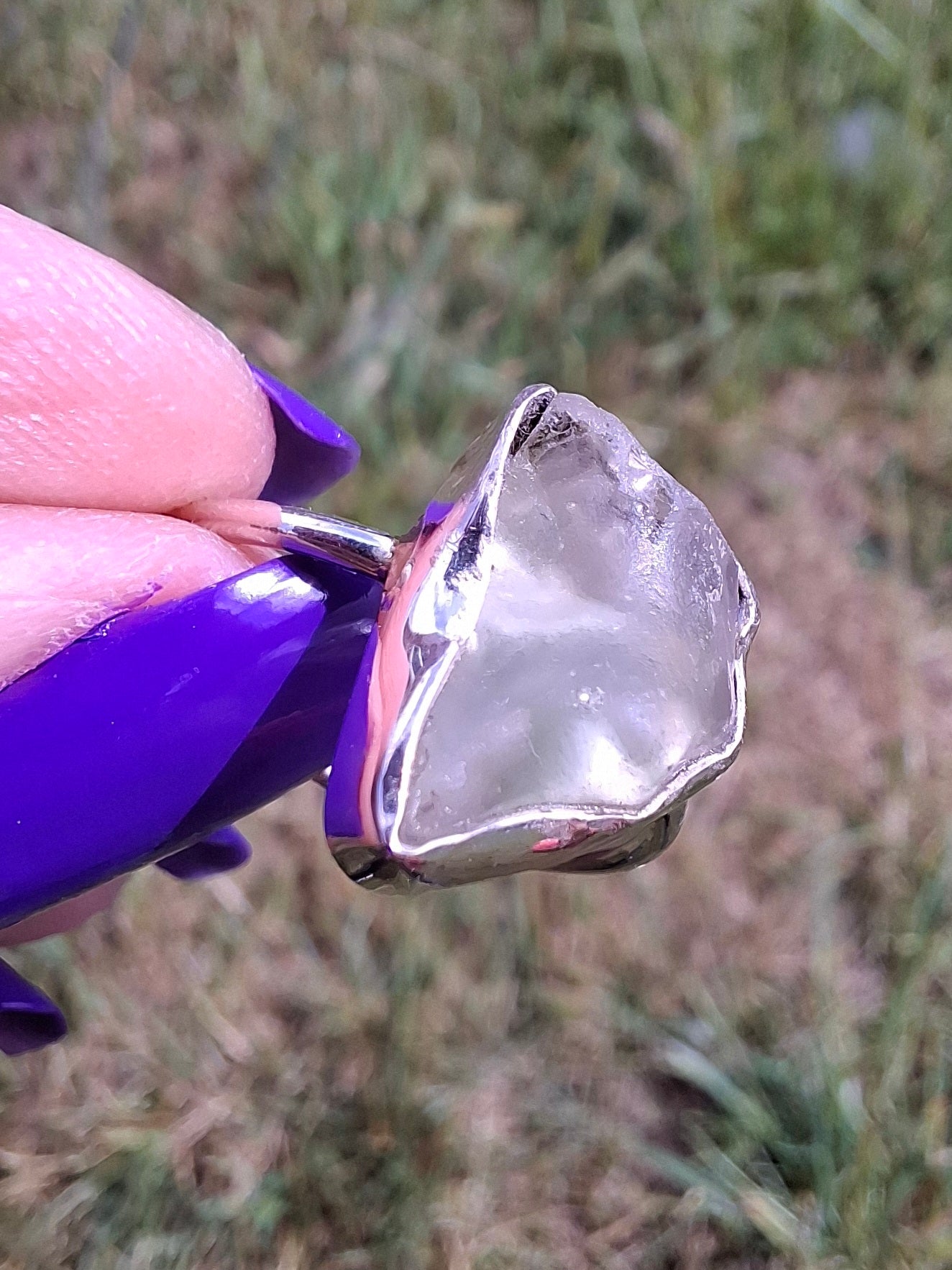 Libyan Desert Glass Ring, size large Q, 925 Silver, Tektite (Ref: LR36)