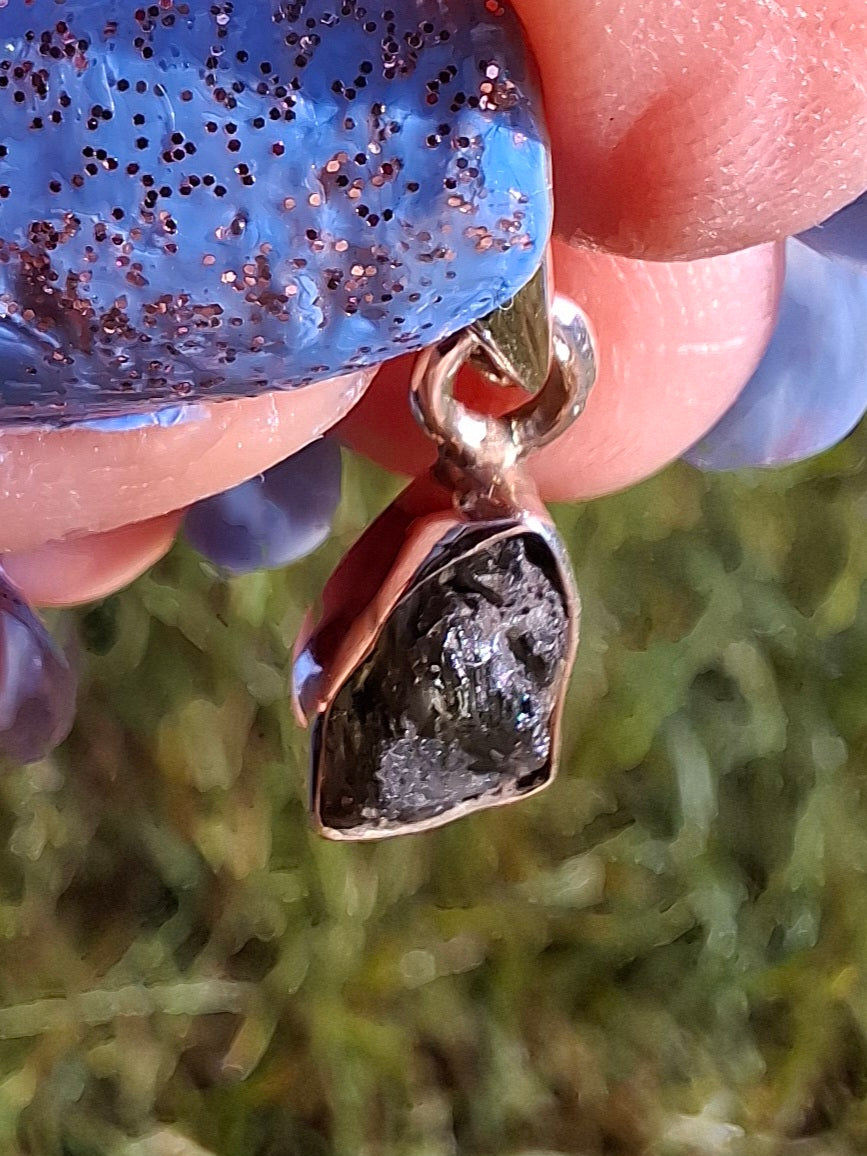 Moldavite Piece, 925 Silver, Tektite (Ref: P54)