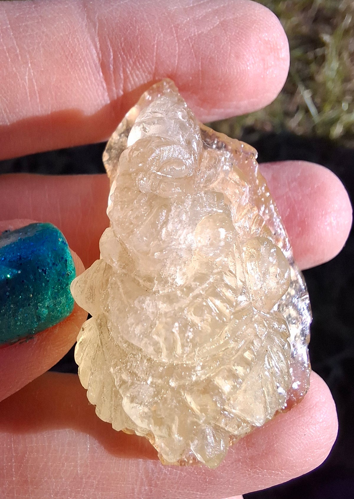 Libyan Desert Glass GANESHA carving, 18.39g, Tektite (Ref: Ganesha3)