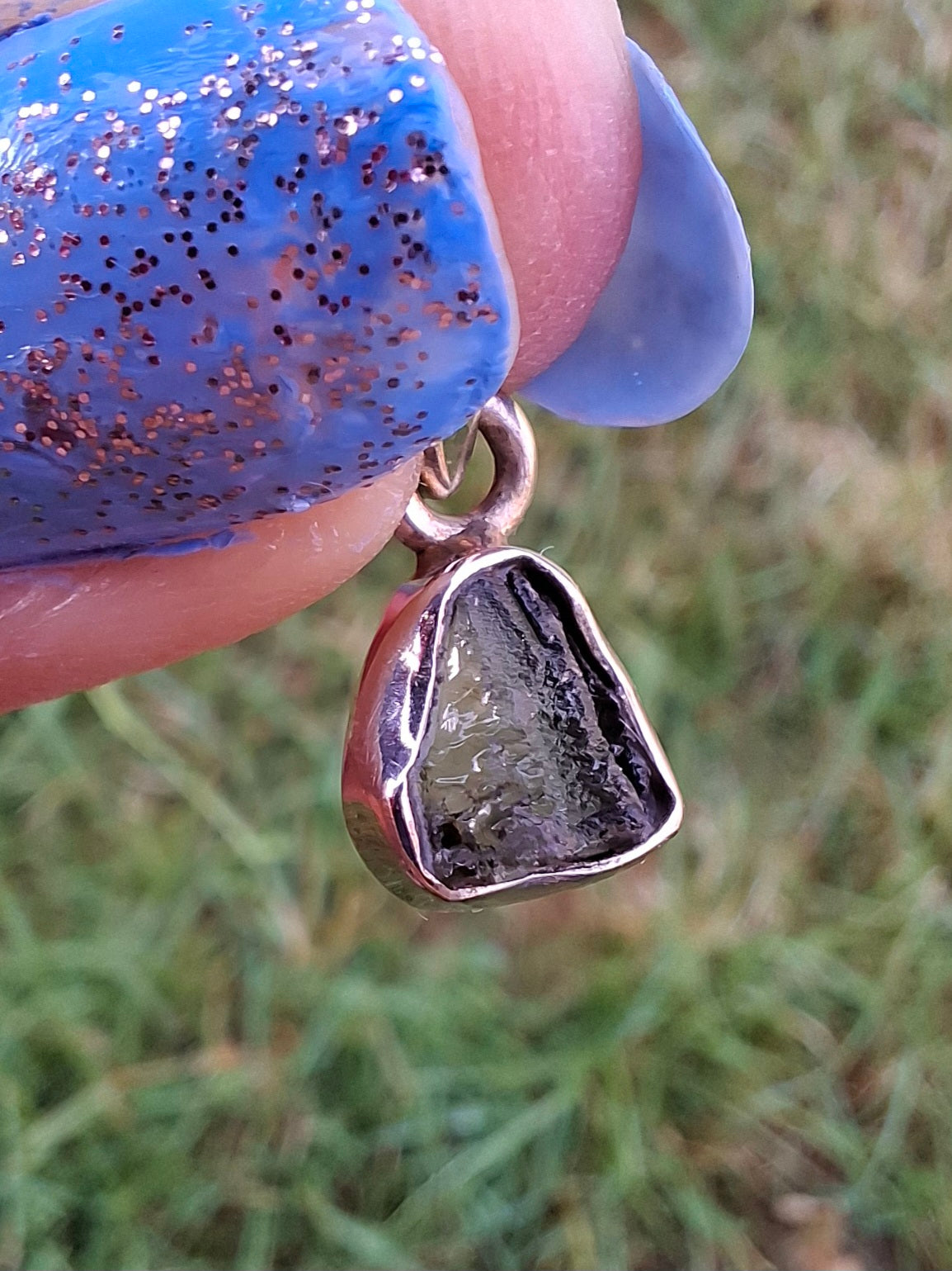 Moldavite Pendant, 925 Silver, Tektite (Ref: P55)