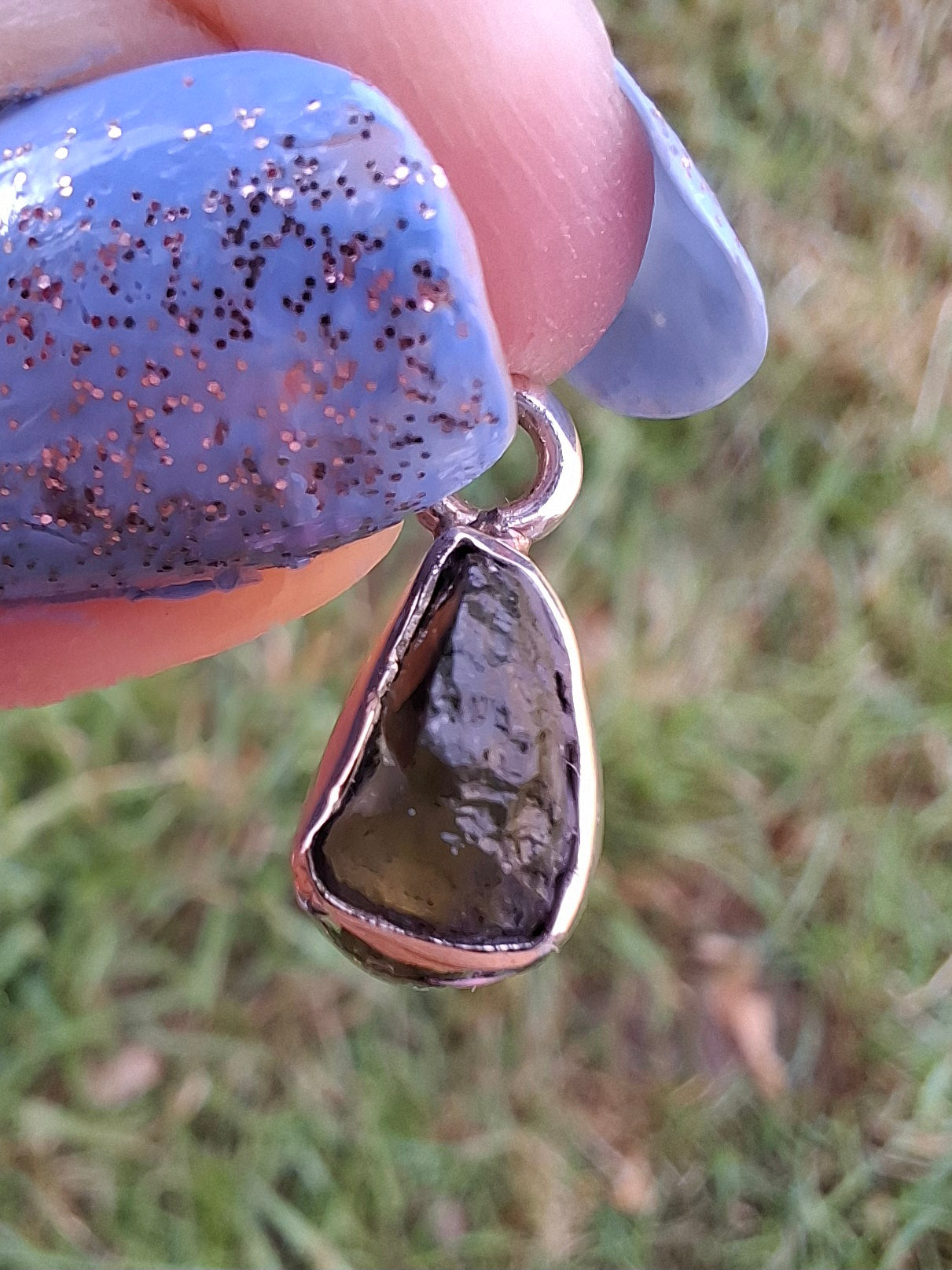 Moldavite Pendant, 925 Silver, Tektite (Ref: P51)