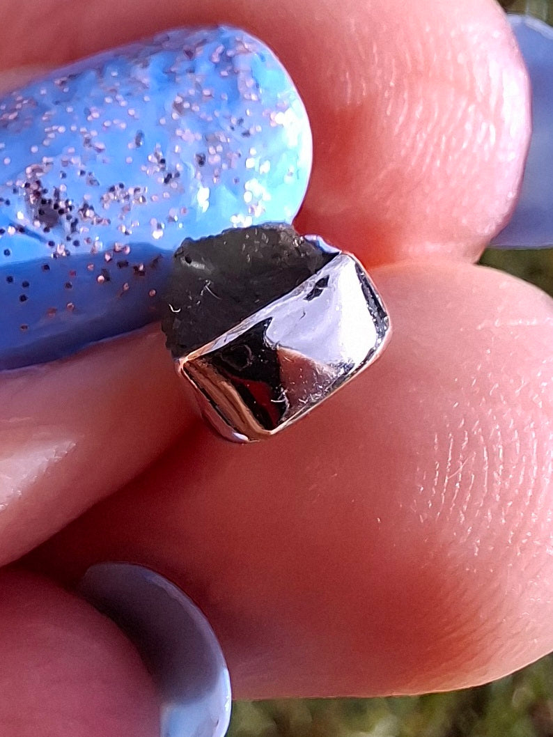 Moldavite Piece, 925 Silver, Tektite (Ref: P54)