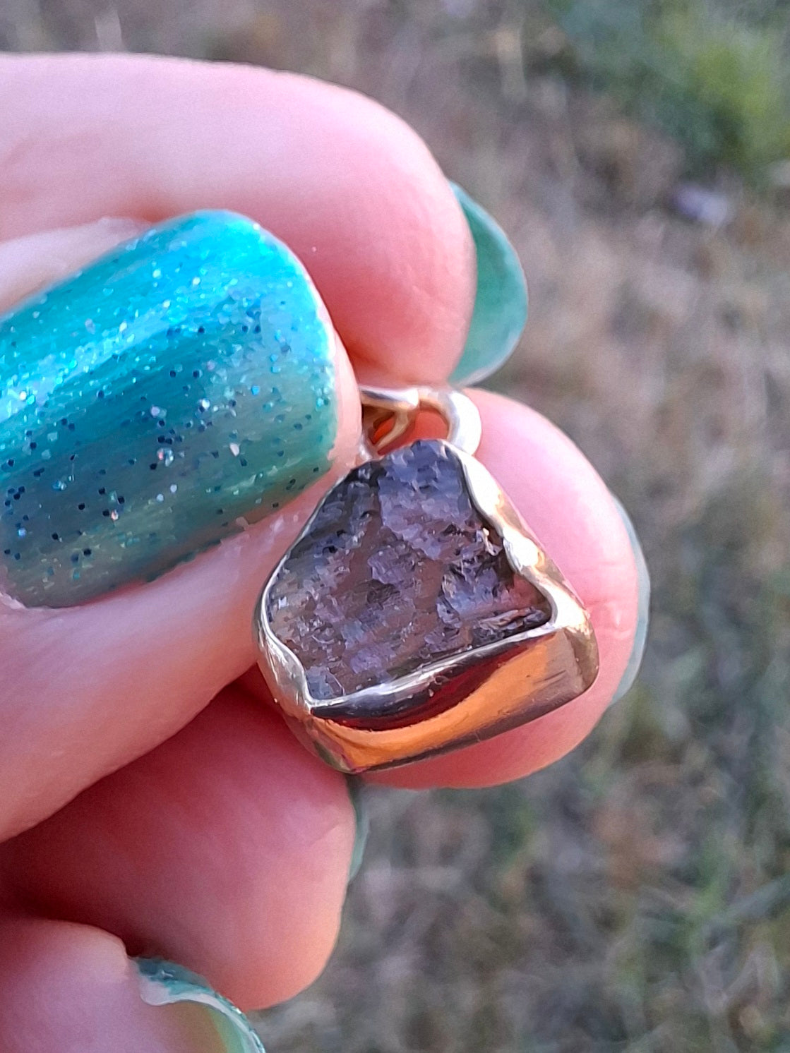 Moldavite Pendant, 14K GOLD Plated, Tektite (Ref: P448)